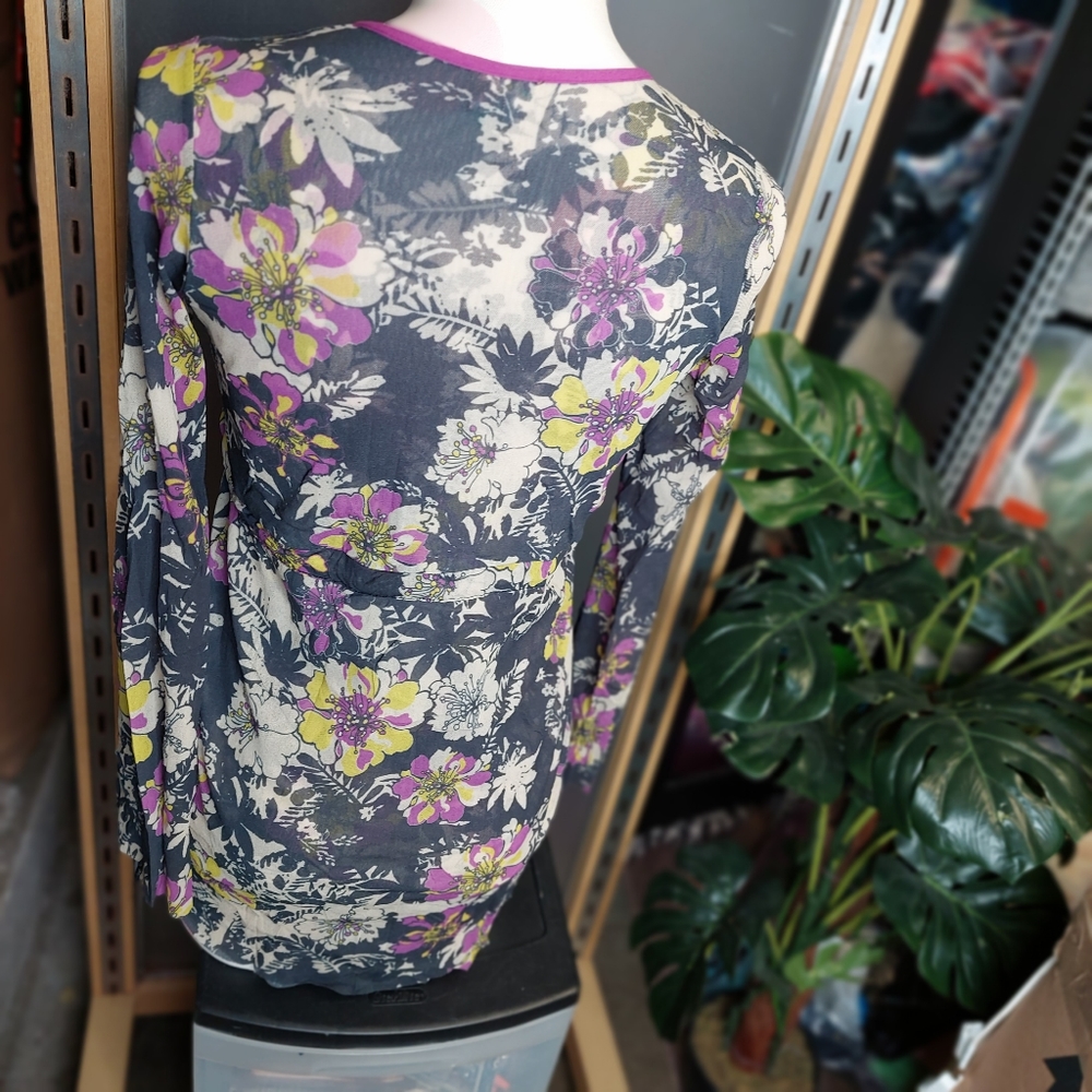 Sweat Pea Mesh Long Sleeve Drawstring Tie Waist Fairycore Y2k Floral Mesh Small - Picture 2 of 15